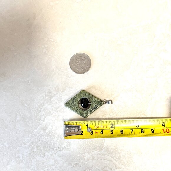 2/$20,Genuine Green Serpentine Pendant, Large Geometric Natural Gemstone Pendant - Picture 8 of 10